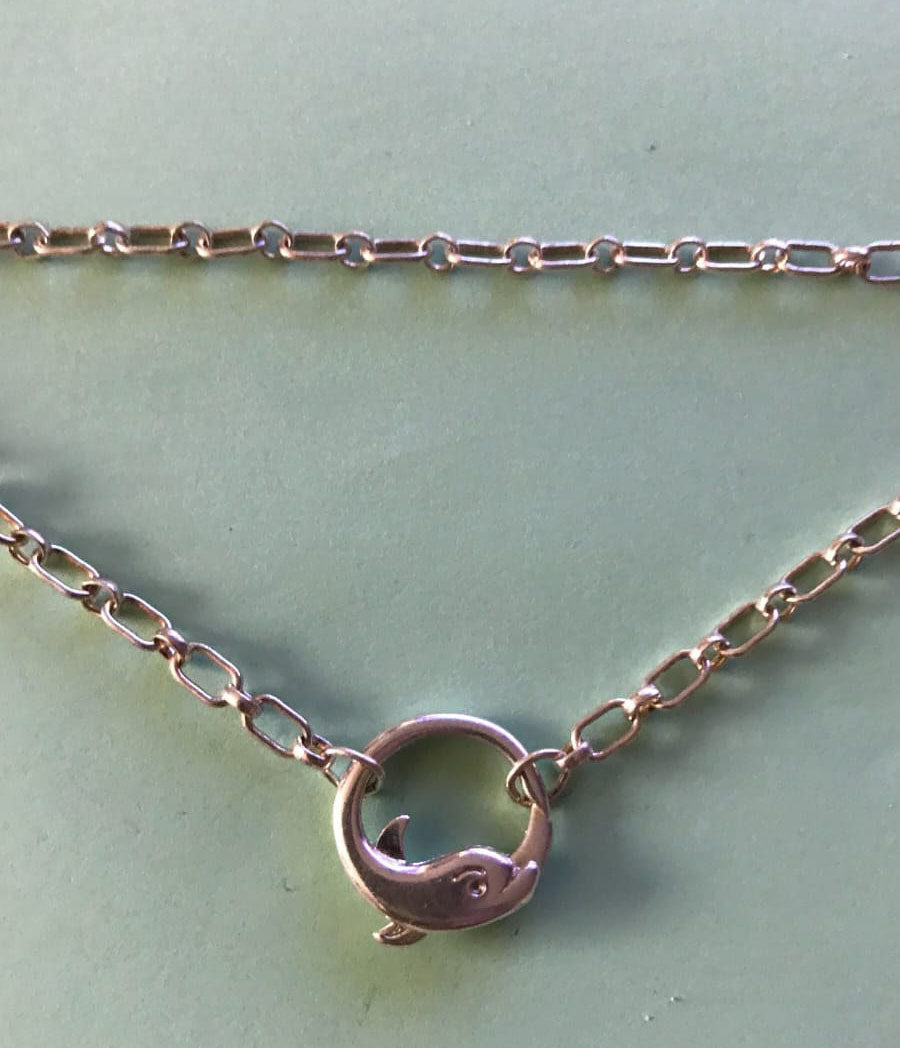 Square Loop Anklet with Big Dolphin