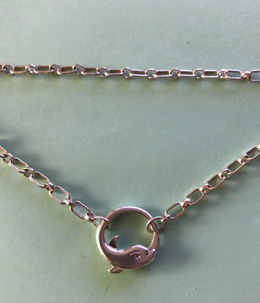 Square Loop Anklet with Big Dolphin