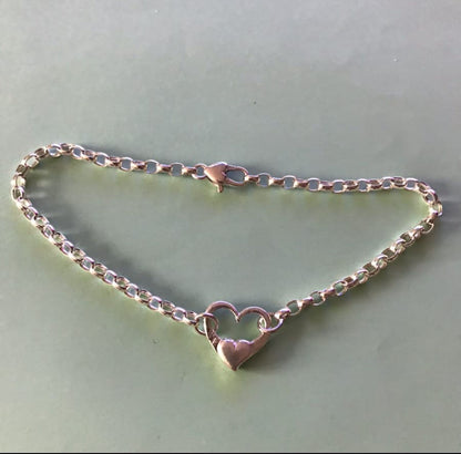 Big Link Anklet With Big Heart